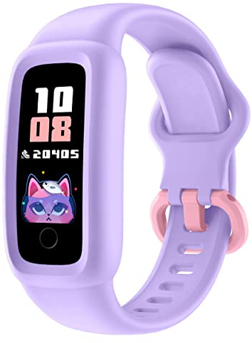 BIGGERFIVE Vigor 2 Pulsera Actividad Reloj Inteligente para Niños Niñas 5-12 Años, Impermeable IP68 Reloj Deportivo Digital con Podometro Cuenta Pasos Pulsómetros Monitor de Sueño Contador de Caloría