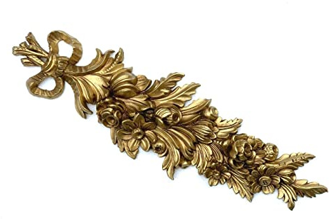 Pintici Wandrelief-3D Gold- Rokoko Repro Wanddeko-Barock Ornament Applike 60x18 cm Wandbild Gold Deko Türbogen Wandbehang Wandskulptur accessoires C1503 (Gold)