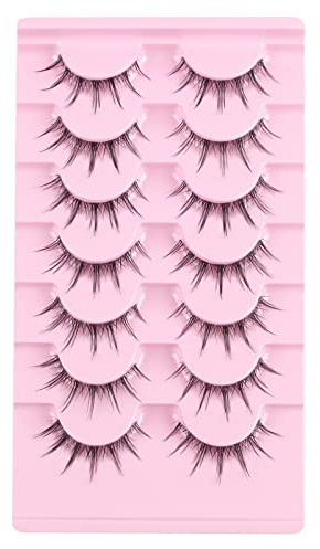 Oreola Manga Lashes transparentes Band Wispy Künstliche Wimpern 7 Paar | 3D Wimpern Natürliche Manga Wimpern natürlicher Look Wispy