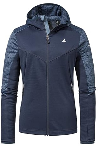 Schöffel Damen Fleece Hoody Svardalen L, schnell trocknende Fleecejacke mit Kapuze, funktionaler Outdoor Hoody, mit Reißverschluss-Taschen und elastischem Saum