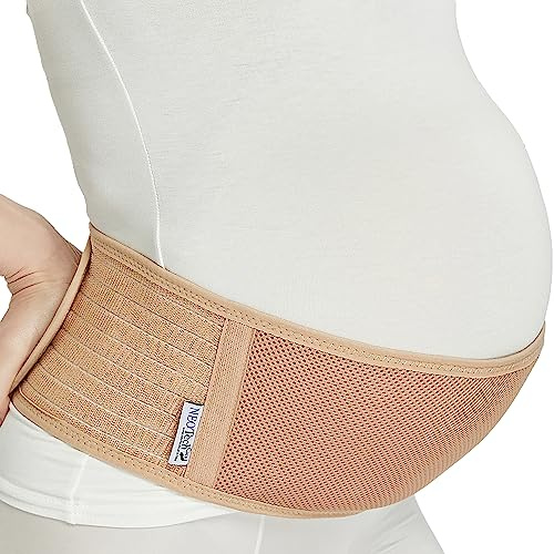 NeoTech Care Justerbart Gravidbälte - Lätt och ventilerande magstödsband för gravida kvinnor (Beige, Extra stor storlek)