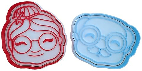 Tagliabiscotti.it - Festa dei Nonni - Coppia Nonni - Viso - Cookies Cutter - Formina per Biscotti e PDZ - Stampo + Cutter - 8cm