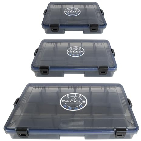 Pro Tackle Lure Box Shallow Köderbox, 3er Set (S + M + L), Grau | Kunstköderbox, Tacklebox, Angelbox, Wasserdicht