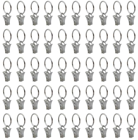 UMCHU Eyelet Rings for Curtains, Curtain Rail Hooks, Curtain Rings, Soundproof Rings for Windows, Shower Curtains, Home Accessories, Decoration (Stainless Steel Curtain Clips - C)
