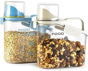 Besmall Boîtes de Conservation à Céréales, Cuisine Alimentaires Boîtes à céréales Rangement pour Aliments Hermétiques Pour Riz Farine Aliments Secs Boite de Rangement Cuisine Lot de 2, 1.5L