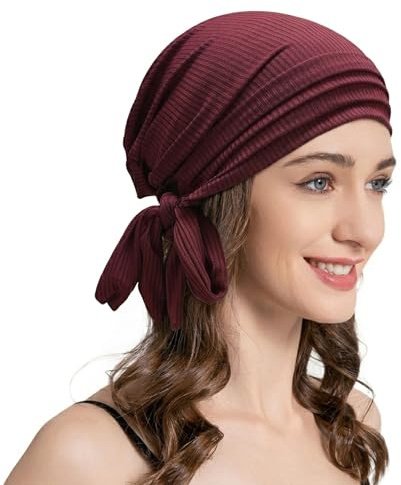 ZLYC Damen Chemo Kopfbedeckung Sommer Headwraps Beanie Stretch Headwraps | Design mit gestreiften Riemen