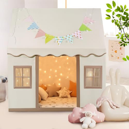 Tanniws Play House for Children - Foldable Indoor/Outdoor Play Tent with Natural Fabric Canvas for Girls & Boys
