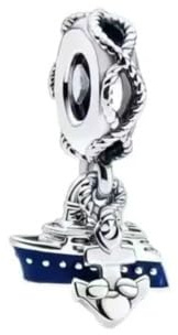 Cruise Ship With Anchor Charm 925 Sterling Silver Pendant Charm Compatible with Pandora Charms,and Many Other UK Charm Bracelets.…