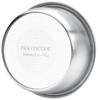 Normcore 54mm High Extraction Filter Basket, 18g Precision Double shot Basket For Breville Sage Portafilter, 0.8mm thick, 2569 Hole Pattern, Comes with a 53.3mm Puck Screen, Paper Filters, 18g