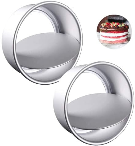 Cake Tin, 6 Inch Round Cake Tin Moulds Set of 2, Aluminium Cake Baking Pans, Removable Round Layer Cake Tins for Christmas Birthday Wedding, Healthy & Sturdy, Mirror Finished & Dishwasher Safe
