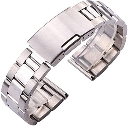 ERVDKXCOI Uhrenarmband Massiv Edelstahl Uhrenarmband Armband Herren-Sportarmband. Massive Edelstahluhr mit geradem Metallende, goldenes und silberschwarzes Ersatzarmband(Silver,18mm)