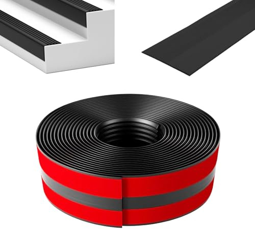 Treppenkantenprofil, 2M/5M Selbstklebend PVC Treppenkanten-Schutzprofil, Wasserdicht Rutschfest L-Form Treppenkantenschutz, für Außen- und Innenbereich (Schwarz, 2m X 13.8cm)