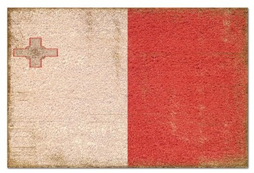 Yelolyio Zerbino vintage con bandiera nazionale di Malta, extra spesso, antiscivolo, in fibra di cocco, zerbino di benvenuto per patio, porta d'ingresso, zerbino decorativo in fibra di cocco, 40,6 x