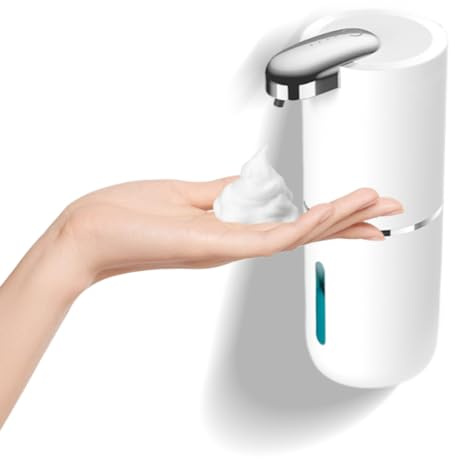 ALINUOYQ Dispensador automático de jabón de 380 ml, dispensador de jabón sin contacto sin goteo, con sensor de salida ajustable, lavado a mano líquido, dispensador de desinfectante de manos para baño,