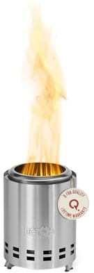 herQs Mighty Feuerschale Rauchfrei – Tragbarer Feuerschale Edelstahl | für Garten, Camping & Terrasse, Feuertonne Garten mit Kompaktes Design (Ø18 x 24 cm) für 2–4 Personen