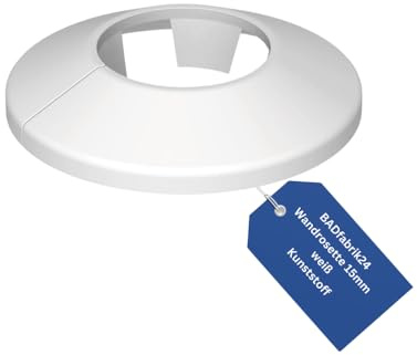 BADfabrik24 Wandrosette 15 mm weiß – Kunststoff-Abdeckrosette für Rohrdurchführungen/Rohrabdeckung, rund, passgenau Ø 15 mm, schnelle & einfache Montage, 1 Stück