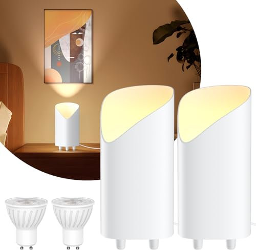 BENMA 2 focos LED Uplight de 7 W para interiores, iluminación indirecta, salón, lámpara de suelo con bombilla LED GU10, 500 lm, luz cálida 3000 K, color blanco