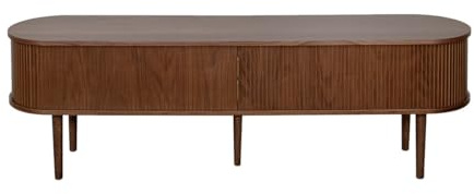 Miliboo Meuble TV Vintage Bois foncé Noyer avec rangements 2 Portes coulissantes L180 cm Epic