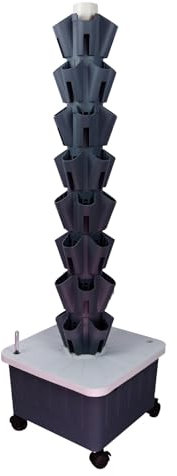 PPLDABNK Hydroponic Grow Kit, Earthless Growing Tower, Aeroponics Tower with Hydration Pump, Adapter, Seed Bed and Net Pots for Hydroponic Gardening Lovers,8 Layers,Grey