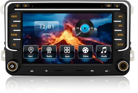 Autoradio für VW Golf 5 6 T5 Polo Sharan Passat Tiguän, CAWELL 7 Zoll HD Doppel DIN Radio mit 4G/Navi/Bluetooth WiFi/GPS/RDS/USB/FM/SD/RCA DVD/CD