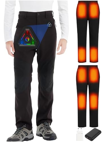 CYCYHEAT Beheizbare Hose Damen & Herren mit 7,4V 20000mAh Akku und 4-in-1 Steuerung (DE/NL/SE/PL, Alphanumerisch, L, Regular, Regular, Schwarz + (20000mAh Akku))