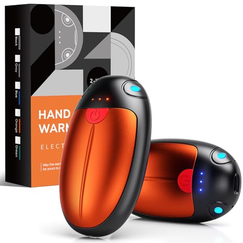 VTHW Uppladdningsbar handvärmare, handvärmare, elektrisk set om 20 timmars värme, elektrisk bärbar fickvärmare, USB med 3 temperaturnivåer för utomhussport, Raynauds artrit (orange)