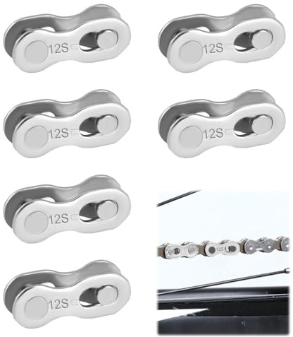 6 Pairs 12 Speed Chain Link Connector,Reusable 12 Speed Bike Quick Link,Silver Steel Bike Chain Link,Easy Installation and Removal for Mountain Road Bikes