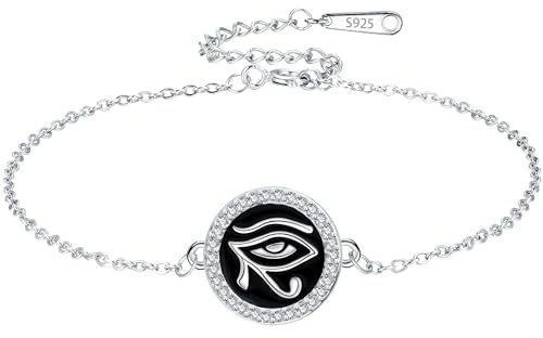 JUZICHEN Silverarmband För Kvinnor, Kedjearmband För Kvinnor, Justerbart Vikingarmband Med Svarta, Blå Och Vita Zirkoner, Damsmycken, Med Presentask (D)