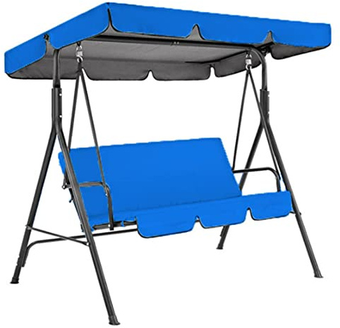 Waterproof Swing Canopy Replacement Cover & Cushion for 2-3 Seater Outdoor Patio Swing 190x132x15cm Blue – Garden Swing Seat Protection