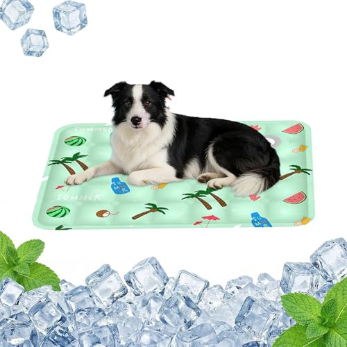 Quintrost Kühlmatte für Hunde Katzen, Wassereinspritzung Pet Cooling Mat Kühlkissen, Selbstkühlende Kältematte für Haustiere, Faltbar Kühl Hundedecke Pad im Sommer für Drinnen und Draußen - 60 * 90CM