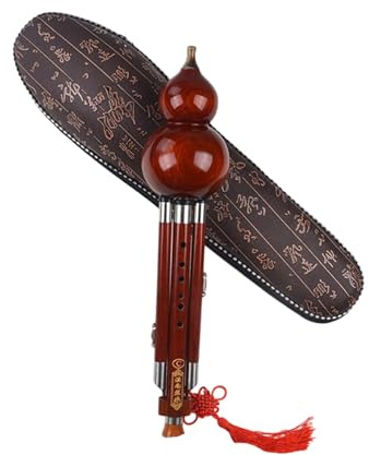 Hulusi Musical Instrument Redwood Three Tone Instruction Playing In C Or B Flat Key Traditional Hulusi Musical Instrument(C key)
