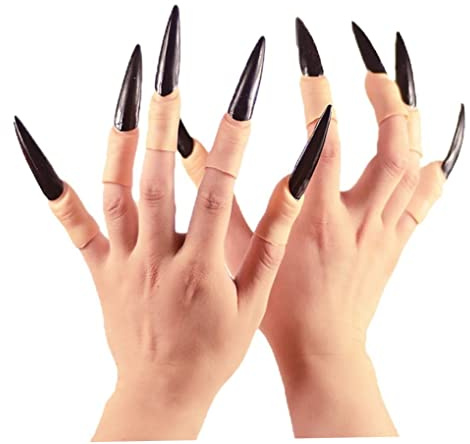 10 Uds. De garras de uñas postizas, anillos de garras y flechas para Cosplay, puntas para los dedos, accesorio para fiesta de Halloween, armadura de de bruja para dedo