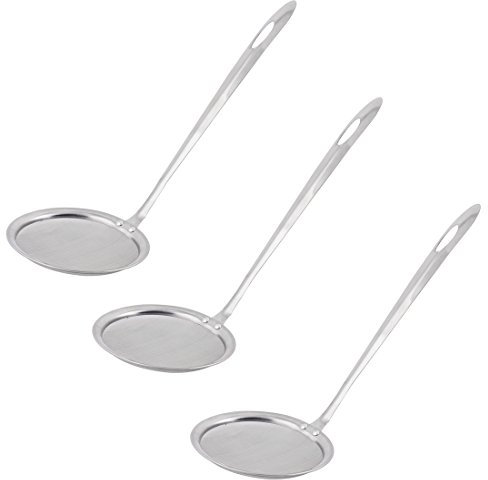sourcing map Espumadera Tono Plateado De Casa Metal Fideos Fritos Tenedor Cuchara Ranurada 3 Pcs