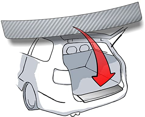 LACKSCHUTZSHOP Ladekantenschutz passend für VW Tiguan (Typ 5N, BJ 2007-2015, alle Modelle) - 3D Carbon Silber