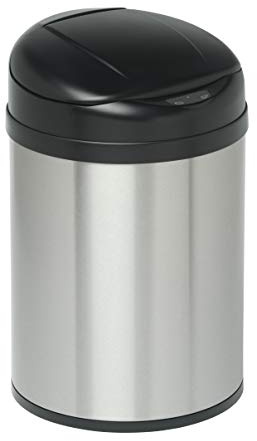 Petite 32L mains libres capteur de mouvement sans contact circulaire ronde en acier inoxydable en acier inoxydable bureau de cuisine automatique de déchets de papier poubelle poubelle - AutoBin