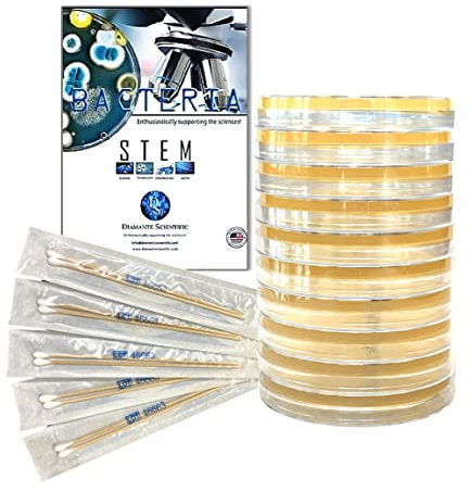 Diamante Scientific Essential Bacteria Kit. Pre-Poured Agar Plates & Swabs. Perfect for Kids. Great for Learning About Microbiology. STEM Education. Experiment Guide eBook Included!