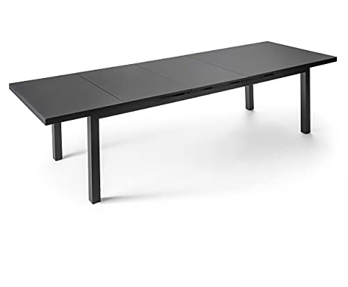 Oviala Gartentisch, ausziehbar, aus Aluminium, Grau, 10 Sitzplätze