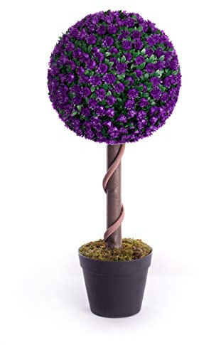 Best Artificial Kunstpflanze mit Rosenkugel, 60 cm, für Garten/Büro/Wintergarten