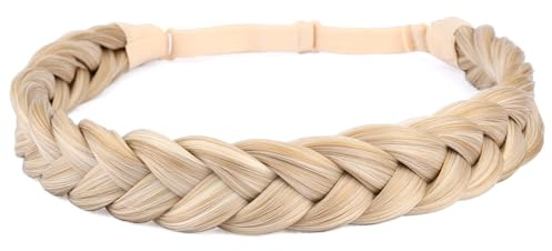 BOBIYA 2 strängar syntetiskt hår flätat pannband klassiskt tjockt flätade flätor elastisk stretch hårstycke för kvinnor flicka skönhet tillbehör (honungsblond)