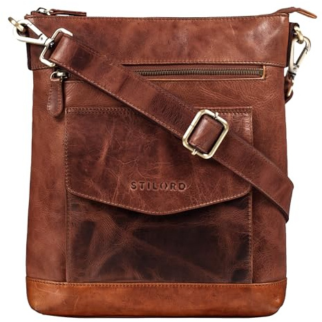 STILORD Mailo Vintage Ledertasche Moderne Umhängetasche für Damen und Herren Schultertasche für 13 Zoll MacBook Handtasche echtes Leder Farbe:Kara - Cognac