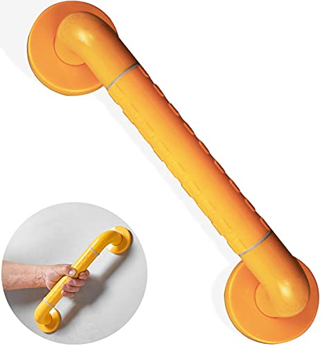 Maniglia per Vasca,Maniglia per Doccia Antiscivolo,Disabili di Sostegno Corrimano,Maniglione da Bagno in Acciaio Inox,con Impugnatura Antiscivolo,Sicurezza per Disabili Anziani Gravida Bambini(Giallo)