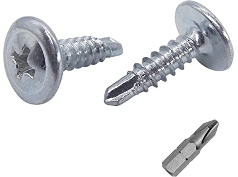 Paquete de 700 tornillos de acero chapado en zinc de 4,2 x 16 mm, cabeza de armadura modificada Phillips, tornillo de chapa autoperforante, autorroscante (700, 4,2 x 16 mm)