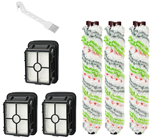 7 Stück Staubsauger Bürstenrolle Zubehör für Bissell Crosswave 1866/1868/1926/1785 Staubsauger-Ersatzkit 3 Walzenbürsten + 3 Filter + 1 Reinigungsbürste Nass- & Trockensauger