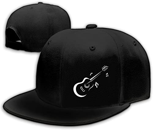Guitar Hats Mens Snapback Hats Flat Bill Hats for Men Snap Backpack Hat for Men Electric Guitar Hat Black Baseball Cap Gift for Boy Hiphop Cool Rock N Roll Caps