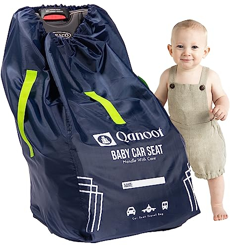 Qanoot Autositz-Reisetasche für Flugzeug – strapazierfähige Autositztasche im Handtrage-Stil, Autositztaschen für Flugreisen, passend für Cabrio, Booster Autositz und Babyschale (blau)