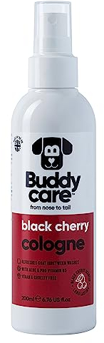 Buddycare Hund-Cologne – Schwarzkirsche – fruchtig und kräftig duftendes Hunde Cologne – erfrischt zwischen den Hundewäschen (200 ml, 1 Stück)