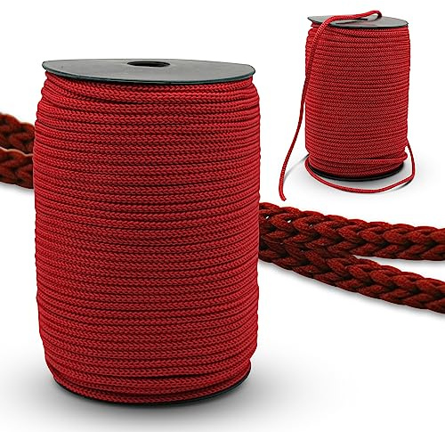 DOJA Barcelona | Corde Polyester 6mm | Bobine de 100m | Corde Rouge | Diamètre 6mm | en Polyester | Couture Accessoires Mercerie | pour Lacet Corde, Corde Paracorde, Kit de Survie, Machine a Coudre