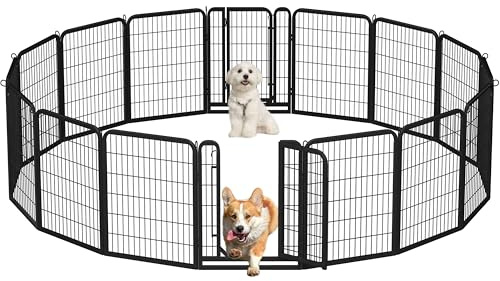 Yaheetech 16Panneaux Parc pour Chien 80cm Chenil Enclos en Métal avec Porte