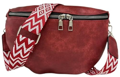 ayados Damen Crossbody Bag Bauchtasche Handtasche Schultergurt Cross body bag Tasche Schultertasche Umhängetasche 76232 (Bordo)