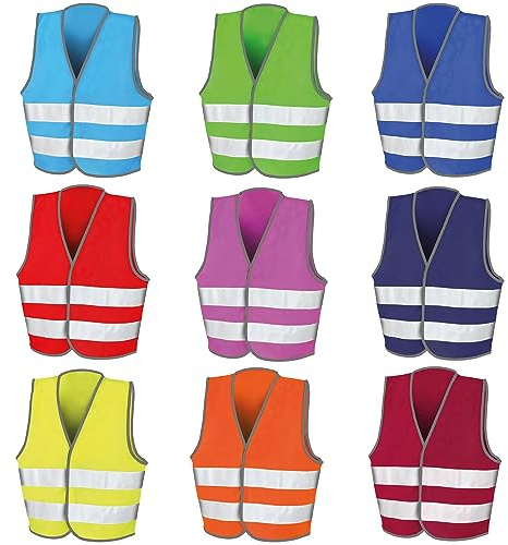 Expert Workwear Hi Vis Kids Safety Vest Junior High Visibility Unisex Childrens School Reflective Outdoor Bike Waistcoat Top